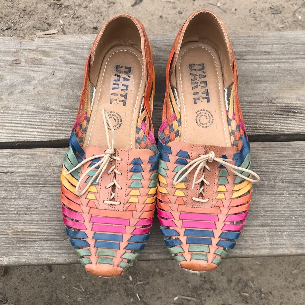 Multicolor Woven Leather Moccasins — Women's Tan & Multicolor